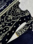 TRENDING VELVET EMBROIDERY SEQUENCE LACE WORK TOP BOTTOM WITH DUPATTA FESTIVAL WEAR WHOLESALE PRICE ETHNIC GARMENT (2)