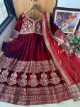 TRENDING VELVET EMBROIDERY SEQUENCE WORK GOWN BOTTOM WITH DUPATTA PARTY WEAR WHOLESALE PRICE ETHNIC GARMENT (4)