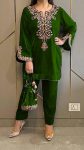 TRENDING VELVET EMBROIDERY SEQUENCE WORK KURTI WITH PALAZZO PARTY WEAR WHOLESALE PRICE ETHNIC GARMENT (16)