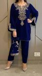 TRENDING VELVET EMBROIDERY SEQUENCE WORK KURTI WITH PALAZZO PARTY WEAR WHOLESALE PRICE ETHNIC GARMENT (13)