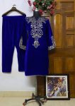 TRENDING VELVET EMBROIDERY SEQUENCE WORK KURTI WITH PALAZZO PARTY WEAR WHOLESALE PRICE ETHNIC GARMENT (13)