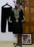 TRENDING VELVET EMBROIDERY SEQUENCE WORK KURTI WITH PALAZZO PARTY WEAR WHOLESALE PRICE ETHNIC GARMENT (3)