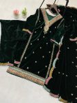 TRENDING VELVET EMBROIDERY SEQUENCE WORK TOP BOTTOM WITH DUPATTA FESTIVAL WEAR WHOLESALE PRICE ETHNIC GARMENT (9)