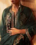 TRENDING VELVET EMBROIDREY SEQUENCE WORK TOP BOTTOM WITH DUPATTA PARTY WEAR WHOLESALE PRICE ETHNIC GARMENT (5)