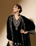 TRENDING VELVET SEQUENCE ZARI EMBROIDERY WORK TOP BOTTOM WITH DUPATTA PARTY WEAR WHOLESALE PRICE ETHNIC GARMENT (9)