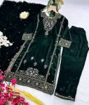 TRENDING VELVET SEQUENCE ZARI EMBROIDERY WORK TOP BOTTOM WITH DUPATTA PARTY WEAR WHOLESALE PRICE ETHNIC GARMENT (9)