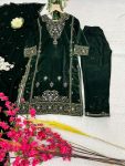 TRENDING VELVET SEQUENCE ZARI EMBROIDERY WORK TOP BOTTOM WITH DUPATTA PARTY WEAR WHOLESALE PRICE ETHNIC GARMENT (9)