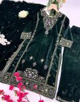 TRENDING VELVET SEQUENCE ZARI EMBROIDERY WORK TOP BOTTOM WITH DUPATTA PARTY WEAR WHOLESALE PRICE ETHNIC GARMENT (9)