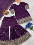 TRENDING VICHITRA SILK EMBROIDERY SEQUENCE WORK TOP SHARARA WITH DUPATTA PARTY WEAR WHOLESALE PRICE ETHNIC GARMENT (3)