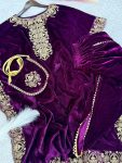 TRENDING VISCOSE VELVET EMBROIDERY BORDER WORK KAFTAN WITH DHOTI AND BATWA PARTY WEAR WHOLESALE PRICE ETHNIC GARMENT (8)