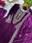 TRENDING VISCOSE VELVET EMBROIDERY SEQUENCE WORK TOP BOTTOM WITH DUPATTA PARTY WEAR WHOLESALE PRICE ETHNIC GARMENT (4)