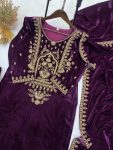 TRENDING VISCOSE VELVET EMBROIDERY SEQUENCE WORK TOP BOTTOM WITH DUPATTA PARTY WEAR WHOLESALE PRICE ETHNIC GARMENT (3)