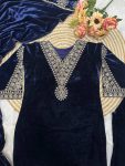 TRENDING VISCOSE VELVET EMBROIDERY WORK TOP BOTTOM WITH DUPATTA PARTY WEAR WHOLESALE PRICE ETHNIC GARMENT (3)