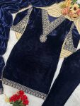 TRENDING VISCOSE VELVET EMBROIDERY WORK TOP BOTTOM WITH DUPATTA PARTY WEAR WHOLESALE PRICE ETHNIC GARMENT (3)