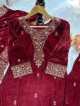 TRENDING VISCOSE VELVET EMBROIDERY WORK TOP PALAZZO WITH DUPATTA PARTY WEAR WHOLESALE PRICE ETHNIC GARMENT (5)