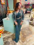 1 DESIGNER RANGOLI SILK EMBROIDERY BUTTA WORK READY TO WEAR SAREE WITH FULLY STITCHED BLOUSE KOTI AND WAITST BELT PARTY WEAR WHOLESALE PRICE ETHNIC GARMENT (8)