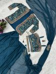 1 DESIGNER RANGOLI SILK EMBROIDERY BUTTA WORK READY TO WEAR SAREE WITH FULLY STITCHED BLOUSE KOTI AND WAITST BELT PARTY WEAR WHOLESALE PRICE ETHNIC GARMENT (8)