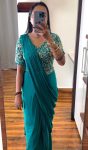 1DESIGNER CHINON EMBROIDERY CODING WORK READY TO WEAR SAREE WITH STITCHED BLOUSE AND BELT PARTY WEAR WHOLESALE PRICE ETHNIC GARMENT (8)