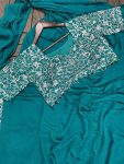 1DESIGNER CHINON EMBROIDERY CODING WORK READY TO WEAR SAREE WITH STITCHED BLOUSE AND BELT PARTY WEAR WHOLESALE PRICE ETHNIC GARMENT (8)