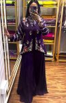DESIGNER CHINON EMBROIDERY SEQUENCE WORK PALAZZO WITH STITCHED BLOUSE AND KOTI PURPLE