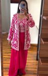 1DESIGNER CHINON EMBROIDERY WORK DRAPE SKIRT FULLY STITCHED BLOUSE WITH KOTI PARTY WEAR WHOLESALE PRICE ETHNIC GARMENT (17)