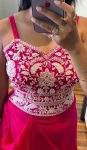 1DESIGNER CHINON EMBROIDERY WORK DRAPE SKIRT FULLY STITCHED BLOUSE WITH KOTI PARTY WEAR WHOLESALE PRICE ETHNIC GARMENT (17)
