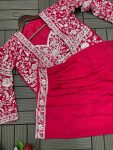 1DESIGNER CHINON EMBROIDERY WORK DRAPE SKIRT FULLY STITCHED BLOUSE WITH KOTI PARTY WEAR WHOLESALE PRICE ETHNIC GARMENT (17)