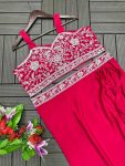 1DESIGNER CHINON EMBROIDERY WORK DRAPE SKIRT FULLY STITCHED BLOUSE WITH KOTI PARTY WEAR WHOLESALE PRICE ETHNIC GARMENT (17)