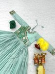 1DESIGNER CHINON GOTA PATTI CODING AND BANDHEJ WORK ATTACHED KOTI STYLE GOWN WITH POTALI PURSE FESTIVE WEAR WHOLESALE PRICE ETHNIC GARMENT (19)