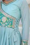 1DESIGNER CHINON GOTA PATTI CODING AND BANDHEJ WORK ATTACHED KOTI STYLE GOWN WITH POTALI PURSE FESTIVE WEAR WHOLESALE PRICE ETHNIC GARMENT (19)