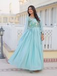 1DESIGNER CHINON GOTA PATTI CODING AND BANDHEJ WORK ATTACHED KOTI STYLE GOWN WITH POTALI PURSE FESTIVE WEAR WHOLESALE PRICE ETHNIC GARMENT (19)
