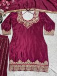 1DESIGNER CHINON SILK EMBROIDERY CODING SEQUENCE WORK TOP PALAZZO WITH DUPATTA FESTIVE WEAR WHOLESALE PRICE ETHNIC GARMENT (22)