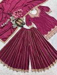 1DESIGNER CHINON SILK EMBROIDERY CODING SEQUENCE WORK TOP PALAZZO WITH DUPATTA FESTIVE WEAR WHOLESALE PRICE ETHNIC GARMENT (22)
