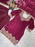 1DESIGNER CHINON SILK EMBROIDERY CODING SEQUENCE WORK TOP PALAZZO WITH DUPATTA FESTIVE WEAR WHOLESALE PRICE ETHNIC GARMENT (22)