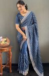 1DESIGNER CHINON SILK MULTI SEQUENCE WORK READY TO WEAR SAREE WITH UNSTITCHED BLOUSE PARTYWEAR WHOLESALE PRICE ETHNIC GARMENT (22)
