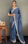 1DESIGNER CHINON SILK MULTI SEQUENCE WORK READY TO WEAR SAREE WITH UNSTITCHED BLOUSE PARTYWEAR WHOLESALE PRICE ETHNIC GARMENT (22)