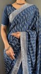 1DESIGNER CHINON SILK MULTI SEQUENCE WORK READY TO WEAR SAREE WITH UNSTITCHED BLOUSE PARTYWEAR WHOLESALE PRICE ETHNIC GARMENT (22)
