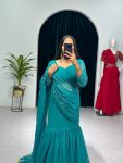 1DESIGNER FAUX GEORGETTE EMBROIDERY AND REAL PEARL MOTI WORK LEHENGA SAREE WITH EMBROIDED DUPATTA AND FULL STITCHED BLOUSE WEDDING WEAR WHOLESALE PRICE ETHNIC GARMENT (30)
