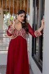 1DESIGNER GEORGETTE EMBROIDERY ZARI SEQUENCE CODING WORK GOWN FESTIVE WEAR WHOLESALE PRICE ETHNIC GARMENT (13)