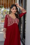 1DESIGNER GEORGETTE EMBROIDERY ZARI SEQUENCE CODING WORK GOWN FESTIVE WEAR WHOLESALE PRICE ETHNIC GARMENT (13)