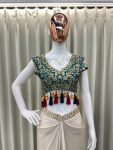 1DESIGNER MONO SILK SEQUENCE EMBROIDERY AND LATKAN WORK TUBE BLOUSE DRAPE SKIRT WITH SHRUG PARTY WEAR WHOLESALE PRICE ETHNIC GARMENT (18)