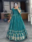 1DESIGNER NET EMBROIDERY AND SEQUENCE WORK GOWN FESTIVE WEAR WHOLESALE PRICE ETHNIC GARMENT (9)