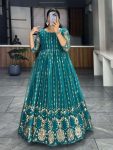 1DESIGNER NET EMBROIDERY AND SEQUENCE WORK GOWN FESTIVE WEAR WHOLESALE PRICE ETHNIC GARMENT (9)