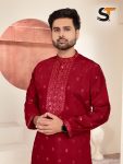 1DESIGNER SILK EMBROIDERY AND SEQUENCE WORK MEN’S KURTA PAYJAMA FESTIVE WEAR WHOLESALE PRICE ETNIC GARMENT (17)