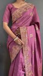 1DESIGNER VICHITRA SILK ZARI AND STONE WORK WITH CUT WORK BORDER READY TO WEAR SAREE WITH UNSTITCHED BLOUSE PARTY WEAR WHOLESALE PRICE ETHNIC GARMENT (15)