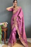 1DESIGNER VICHITRA SILK ZARI AND STONE WORK WITH CUT WORK BORDER READY TO WEAR SAREE WITH UNSTITCHED BLOUSE PARTY WEAR WHOLESALE PRICE ETHNIC GARMENT (15)