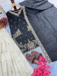 1FANCY CHINON SILK EMBROIDERY SEQUENCE FANCY MOTI LATKAN BORDER WORK TOP PALAZZO WITH DUPATTA FESTIVE WEAR WHOLESALE PRICE ETHNIC GARMENT (18)