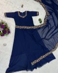 1FANCY GEORGETTE FLAIRED LACE WORK GOWN SAREE WITH ATTACHED PALLU PARTY WEAR WHOLESALE PRICE ETHNIC GARMENT (7)
