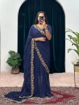 1FANCY GEORGETTE FLAIRED LACE WORK GOWN SAREE WITH ATTACHED PALLU PARTY WEAR WHOLESALE PRICE ETHNIC GARMENT (7)