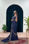 1FANCY GEORGETTE FLAIRED LACE WORK GOWN SAREE WITH ATTACHED PALLU PARTY WEAR WHOLESALE PRICE ETHNIC GARMENT (7)